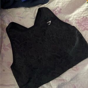 Gymshark Black leopard print halter top sports bra